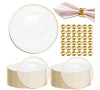1-50x Lusso Acrilico Trasparente Oro/Argento Bordi Caricatore Piatti Banquet Da
