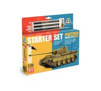 Italeri 75003 Linea Starter Set - Easy Paint: Panther Sd.Kfz.171 Ausf.A, scala 1:56, Plastic Model Kit/Modello in plastica da montare, comprende colla e 3 pennarelli acrilici per la pittura