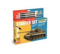 Italeri 75002 Linea Starter Set - Easy Paint: Pz. kpfw. VI Tiger I Ausf.E, scala 1:56, Plastic Model Kit/Modello in plastica da montare, comprende colla e 3 pennarelli acrilici per la pittura