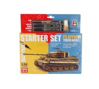 Italeri 75002 Linea Starter Set - Easy Paint: Pz. kpfw. VI Tiger I Ausf.E, scala 1:56, Plastic Model Kit/Modello in plastica da montare, comprende colla e 3 pennarelli acrilici per la pittura