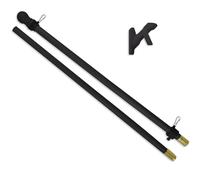 1.5m 2-Section Legno Nero Grano IN Bandiera Asta con Sfera Top & Kit Staffa