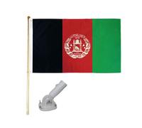 1.5m IN Legno Bandiera Asta Kit Con / Nylon Bianco Supporto 3x5 Afgana Paese