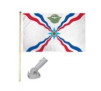 1.5m IN Legno Bandiera Asta Kit Con / Nylon Bianco Supporto 3x5 Assiro Paese