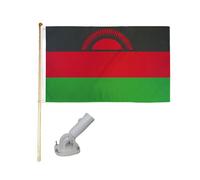 1.5m IN Legno Bandiera Asta Kit Con / Nylon Bianco Supporto 3x5 Malawi Vecchio