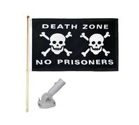 1.5m IN Legno Bandiera Asta Kit Con / Nylon Bianco Supporto 3x5 Pirata Morte