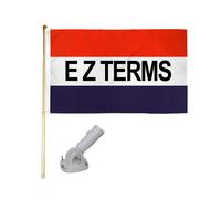 1.5m Legno Bandiera Asta Kit Con / Nylon Bianco Supporto 3x5 Ez Terms Pubblicità