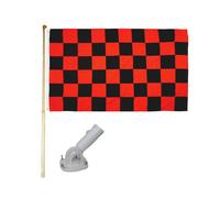 1.5m Legno Bandiera Asta Kit Con / Nylon Bianco Supporto 3x5 Nero Rosso a