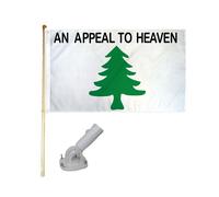 1.5m Legno Bandiera Asta Kit Con / Nylon Bianco Supporto 3x5 Richiesta Per