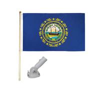 1.5m Legno Bandiera Asta Kit Nylon Bianco Supporto 3x5 Stato Di Nuovo Hampshire