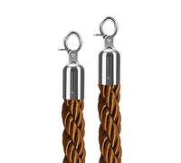 1.5m Lenght Divider Crowd Control Stanchion for Hotel Front Desk/Auto Show/Gallery/Bank Use,2 Pcs Twisted Stanchion Rope(Brown,Silver Hooks)