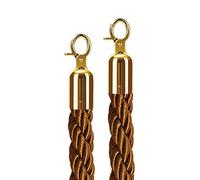 1.5m Lenght Divider Crowd Control Stanchion for Hotel Front Desk/Auto Show/Gallery/Bank Use,2 Pcs Twisted Stanchion Rope(Brown,Gold hook)