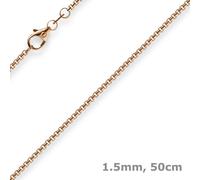1,5mm Maglia Veneziana 585 Oro Rosso Collana Collier Collana Rotondo 50cm, Donna