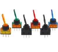 1/5PCS ASW-13D 12 Volt SPST 2/3 Pin Attuatore lungo 20A LED Interruttore a levetta con lampada On-Off 12V Rosso Blu Luce(Yellow 3P2T long,5 pcs)