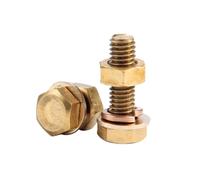 1-5pcs M6/M8/M10 set di bulloni meccanici allungati, rondelle e dadi in ottone con testa esagonale, M10x35mm