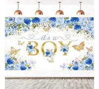 1.5x1.2m Sfondo Baby Shower It's a Boy Acquerello fiori blu farfalle fotografia sfondo neonato Baby Shower festa di compleanno torta decorazioni tavolo banner Photo Booth oggetti di scena