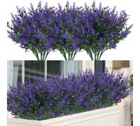 1/6/12 pezzi Lavanda artificiale (7 rami), piante artificiali in plastica resistenti ai raggi UV, fiori e arbusti finti, adatti per decorazione da esterno in giardino, casa, veranda e fioriera, decora