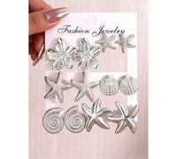 1/6 Paia di orecchini set con stelle marine, conchiglie, conchiglie e fiori a 5 petali, adatti per viaggi estivi e vacanze, ottimo regalo per famiglia e amici Tagli UnicaPerline rivestite di rame