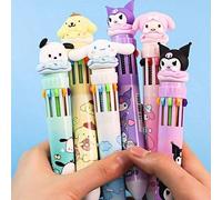 1/6 Pezzi Penna a sfera a pressione a dieci colori, penna gel kawaii a cartoni animati Kuromi multicolore, Melody cancelleria, penne carine per tornare a scuola (alcune parti potrebbero essere casuali