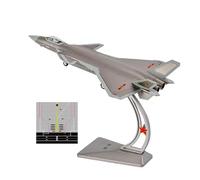 1:60 J-20 aereo da combattimento, aereo pressofuso, lega, modello di esposizione militare con supporto e pista collegabile, replica jet, aereo prefabbricato, regalo da collezione (multicolore)