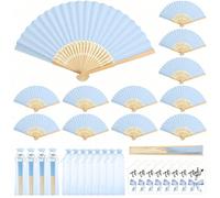 1-60 pezzi Set di ventagli pieghevoli eleganti, include biglietto di ringraziamento e borsa regalo, ventaglio a mano in bambù per la sposa, adatto come regalo per damigelle e decorazione per matrimoni