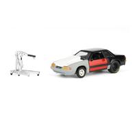 1/64 1987 Ford MUSTANG LX Project Auto Nero & Grigio W Rosso Porta LP Pressofuso