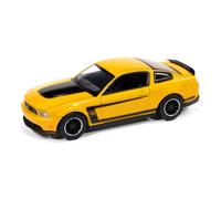 1/64 2012 Ford Mustang Boss 302, Giallo Fiamma E Nero, Auto World AWSP186-A