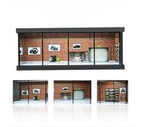 1/64 Diorama Auto Garage Modell, Illuminazione LED Modello di Auto in Città, Display Case per Parcheggio, per Modellini di Auto Diecast 1:64, Vetrina per Collezione di Modelli Regalo (Mattone Rosso)