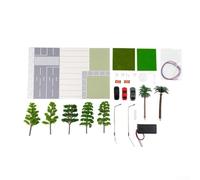 1/64 Diorama City Parcheggio Kit con Asfalto Illuminato Strada e Alberi Scenario per la disposizione dei veicoli in miniatura