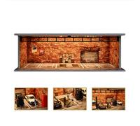 1/64 Diorama Garage Modello, con Lichit Auto Showroom Parcheggio Scena, 1/64 Scala Diecast Garage Display Case, per Hot Wheels Modello Auto, Modello Collezione Regalo (Vintage)