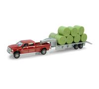 1/64 Dodge RAM Pick-Up Camion W/ Cigno Rimorchio & Fieno Pila By ERTL ZFN14855