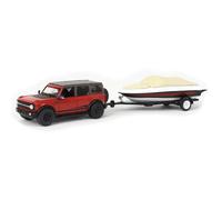 1/64 Ford BRONCO Wildtrak W/ Barca Rimorchio con Gancio & 23 Greenlight 32230-D