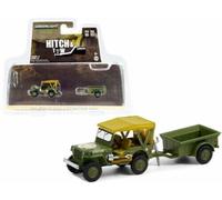 1:64 Greenlight 1943 Willys MB Jeep W 1/4 Tonnellate Cargo Rimorchio Hitch & 22