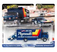 1:64 Hot Wheels Premium 2024 Team Trasporto 1970 Plymouth Aar Cuda + Sakura Ju