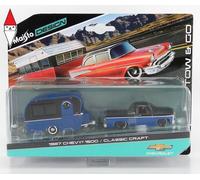 MODELLINO AUTO STATICO MAISTO CHEVROLET 1500 PICK-UP TRAILER ROULOTTE 1987 1/64
