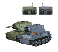 1:64 Mini carro armato radiocomandato - 2,4 G modalità combattimento a infrarossi, torre girevole e catena in gomma, regalo militare per adulti e ragazzi (verde + grigio)