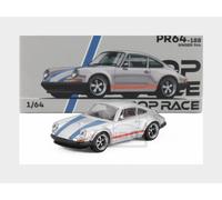 1:64 POP-RACE-LIMITED Porsche 911 Singer Coupe 1991 Silver Blue PR640188