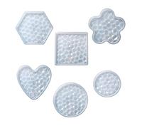 1/6Pcs Diamanti Fondo Sottobicchieri Stampo Fiore Cuore Rotondo Forma Epossidico Cup Mat Stampi con Diamanti Fondo Vassoio in Resina Stampo Stampi in Silicone per Resina