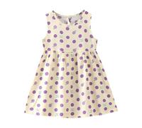1-7 Anni Vestito Bambina Senza Manica con Stampa Floreale Abiti Elegante Ragazza Cotone Bambine Abiti Girocollo Bambina Abito da Principessa per la Festa Estiva