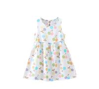 1-7 Anni Vestito Bambina Senza Manica con Stampa Floreale Abiti Elegante Ragazza Cotone Bambine Abiti Girocollo Bambina Abito da Principessa per la Festa Estiva