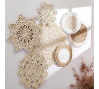 1/7 Cesto da parete in stile boho, cesto da parete rotondo in rattan rustico, adatto per lo stile di vita in fattoria, soggiorno, camera da letto, cucina Tagli Unica,A,B,C,D,E,F,G,set da sette pezzi,S