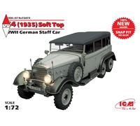 G4 (1935 Production) Soft Top, WWII German Staff Car, Snap Fit 1:72 Plastic Kit