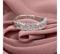 1.75 KT Smeraldo Taglio Laboratrio Grown Diamante Fede Nuziale Anello Impilabile