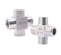 1/8" 1/4" 3/8" 1/2" 3/4" 1" BSP NPT M14 M20 Femmina Maschio Croce 4 Vie Blocco Separatore Raccordo For Tubo In Acciaio Inox 304(BSPP Female,3/4")