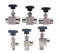 1/8" 1/4" 3/8" 1/2" BSP NPT Femmina Maschio Gomito Valvola a Spillo Crane 304 316 Acciaio Inox Controllo del Flusso Acqua Gas Olio Propano(1/2",NPT_STRAIGHT_MALE TO MALE SS304)