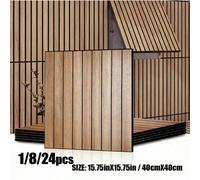 1/8/24 Pezzi Pannelli Decorativi Assorbenti Acustici, Carta da Parati Autoadesiva in Legno 3D a Listelli, Rivestimento Murale in Legno Nero & Grigio Medio Staccabile e Incollabile, Pellicola Vinilica