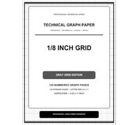 1/8 Inch Grid Technical Graph Paper Notebook - Gray Grid Edition: 8.25 x 11 Large-Format Engineering, Mathematics, Science and Design Hardcover Workbook | 124 Pages