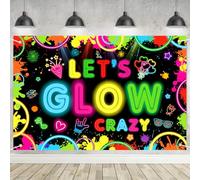 1,8 x 1,2 m Neon Let's Glow Party Sfondo Decorazioni Neon Party Fondale Fotografia Sfondo Glow in The Dark Graffiti Splash Paint per Bambini Forniture di Compleanno 180 x 119 Pollici