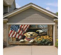 1,8 x 4 m 4 luglio Labrador Retriever Dog Garage Door Banner Cover, 250 Years Farmhouse Pattern Indoor Outdoor Wall Art Decor Decalcomania Decorazione, Anniversario Fotografia Foto Sfondo Appeso