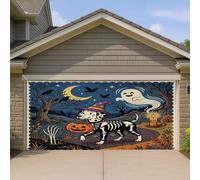 1,8 x 4 m Halloween cane dalmata garage porta banner copertina, horror cucciolo cimitero portico interno esterno parete arte decalcomania decorazione, spaventoso fotografia foto sfondo appeso
