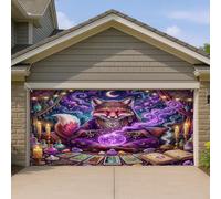 1,8 x 4 m Halloween Witch Fox Garage Door Banner Cover, spaventoso raccapricciante strega Tarocchi Modello Indoor Outdoor Wall Art Decalcomania Decorazione, Fotografia Spettrale Foto Sfondo Appeso